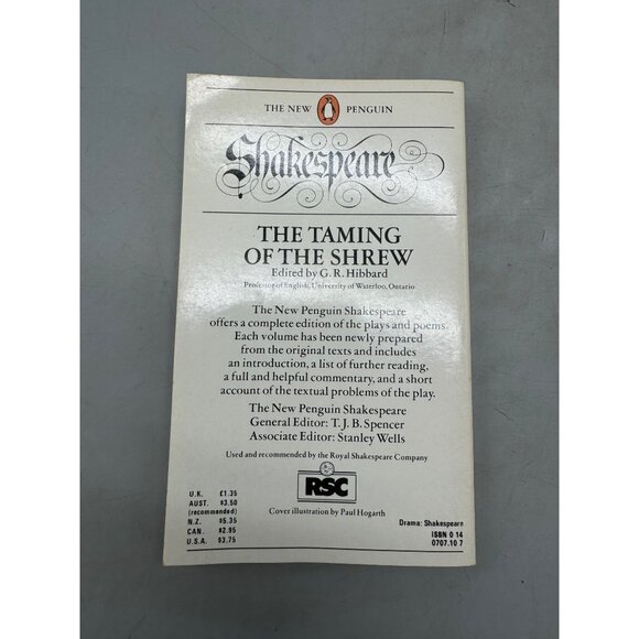 The Taming of the Shrew book paperback 1984 English New Penguin 254pgs READ - Picture 2 of 4